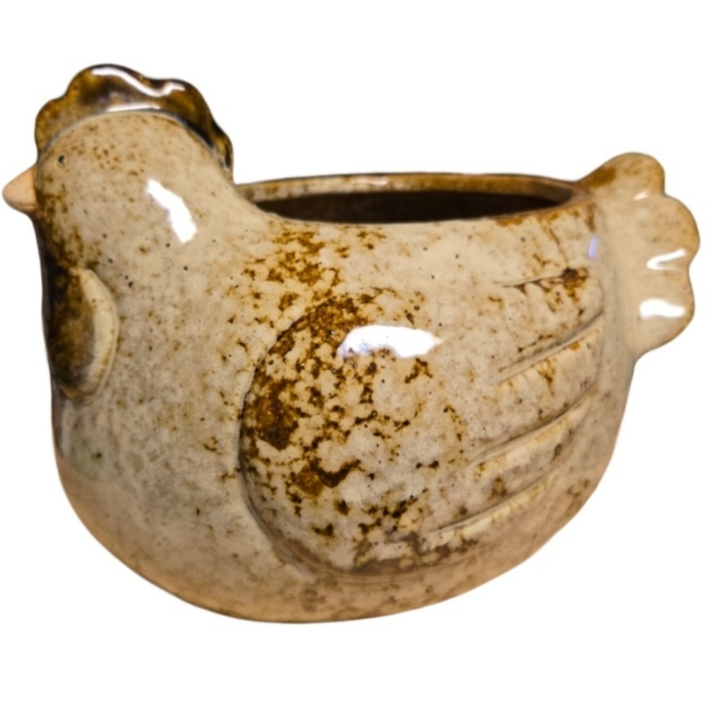 Vintage Creative Co Op Vintage Stoneware Hen Bowl Planter Made In USA